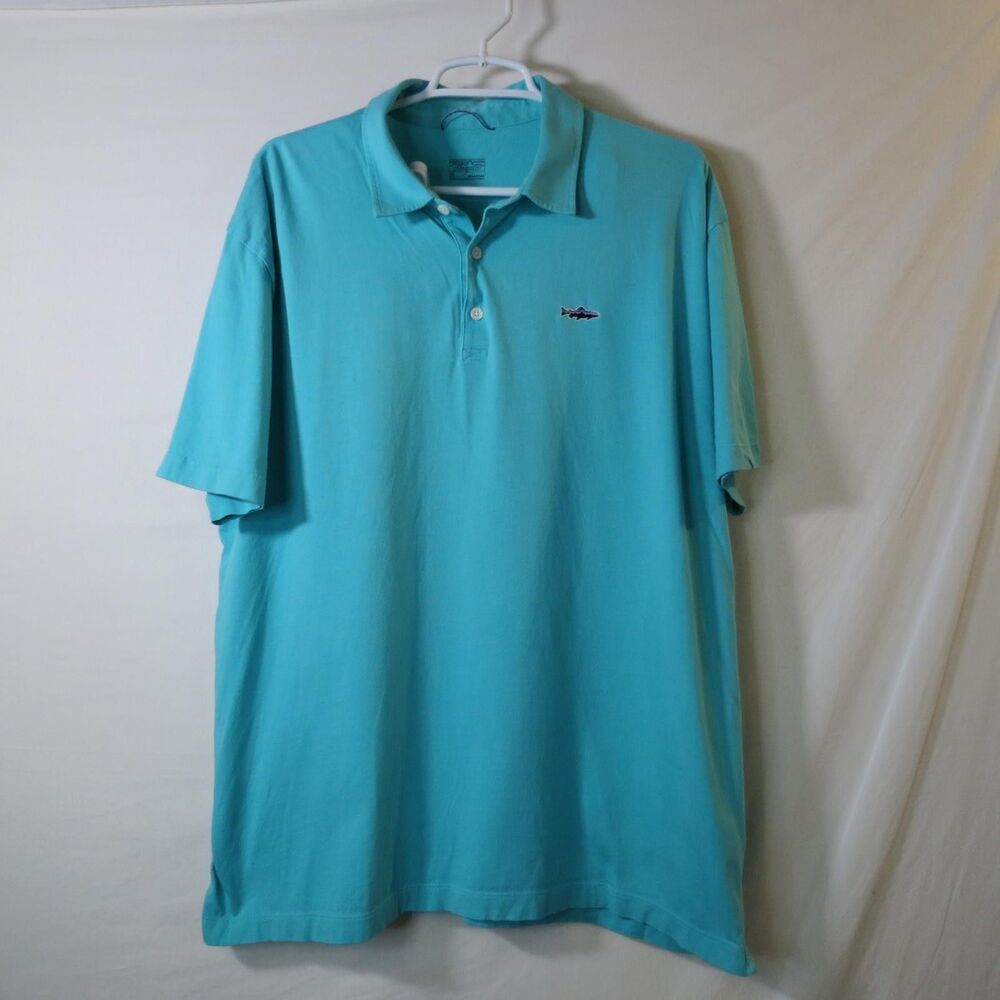 Patagonia Worn Wear Organic Cotton Blue Polo Outdoors Rugged Granola Size XL